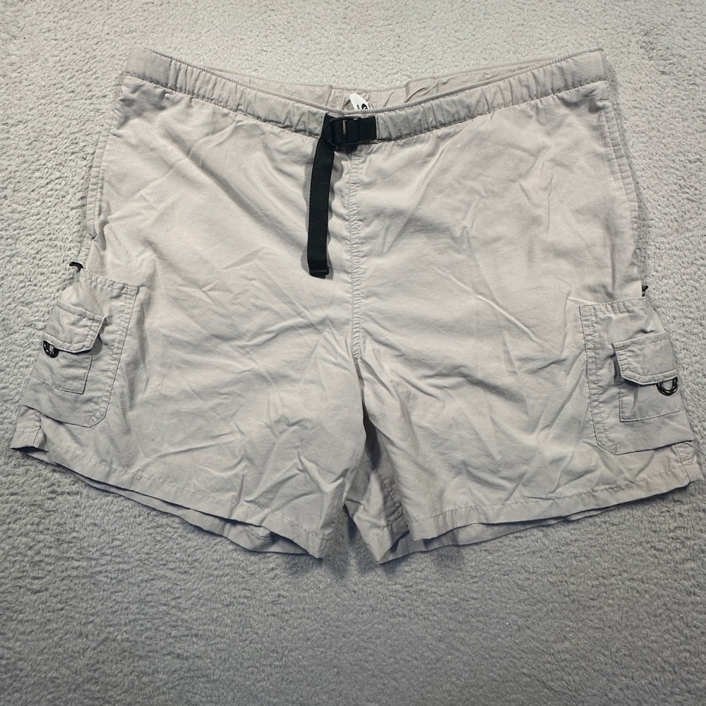 Columbia Cargo Shorts Womens M Gray Nylon Belted Hiking Gorpcore Vintage Y2K
